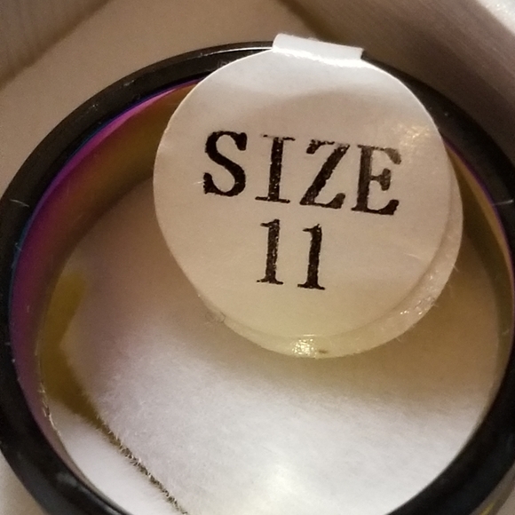 Tungsten Carbide Black Iridescent Men's Ring #11 - Picture 4 of 6